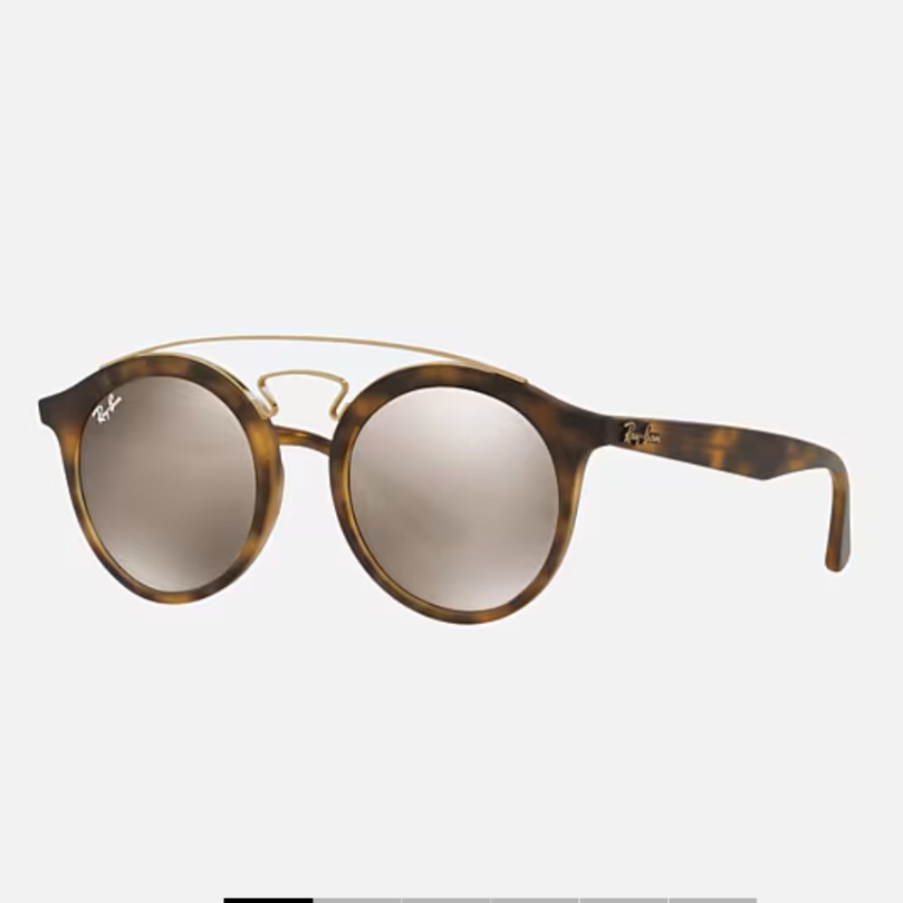 Ray-Ban Tortoise Brown Round Sunglasses with Gold Bridge - Picture 6 of 11